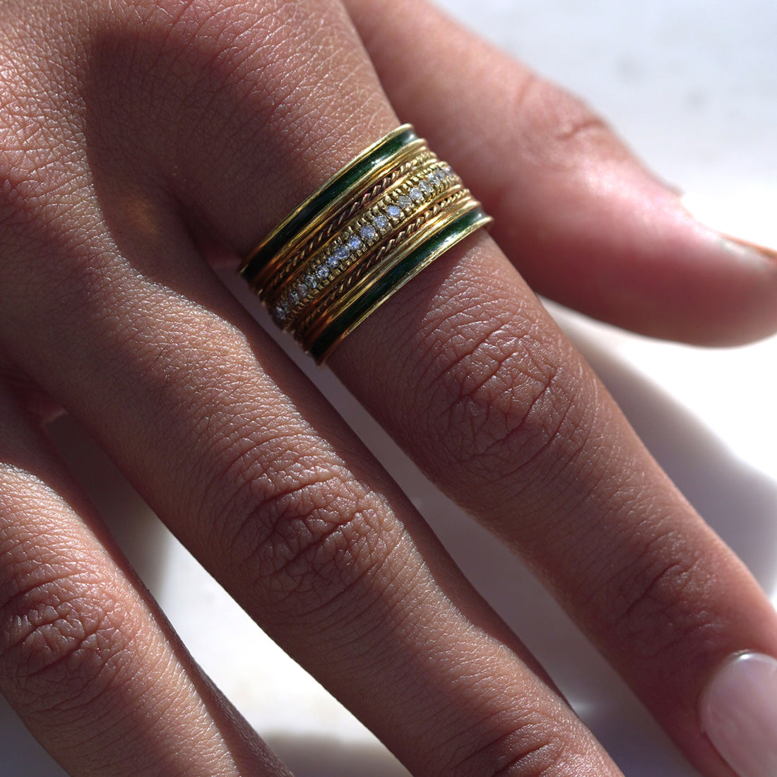 Eva with Green Line Ring